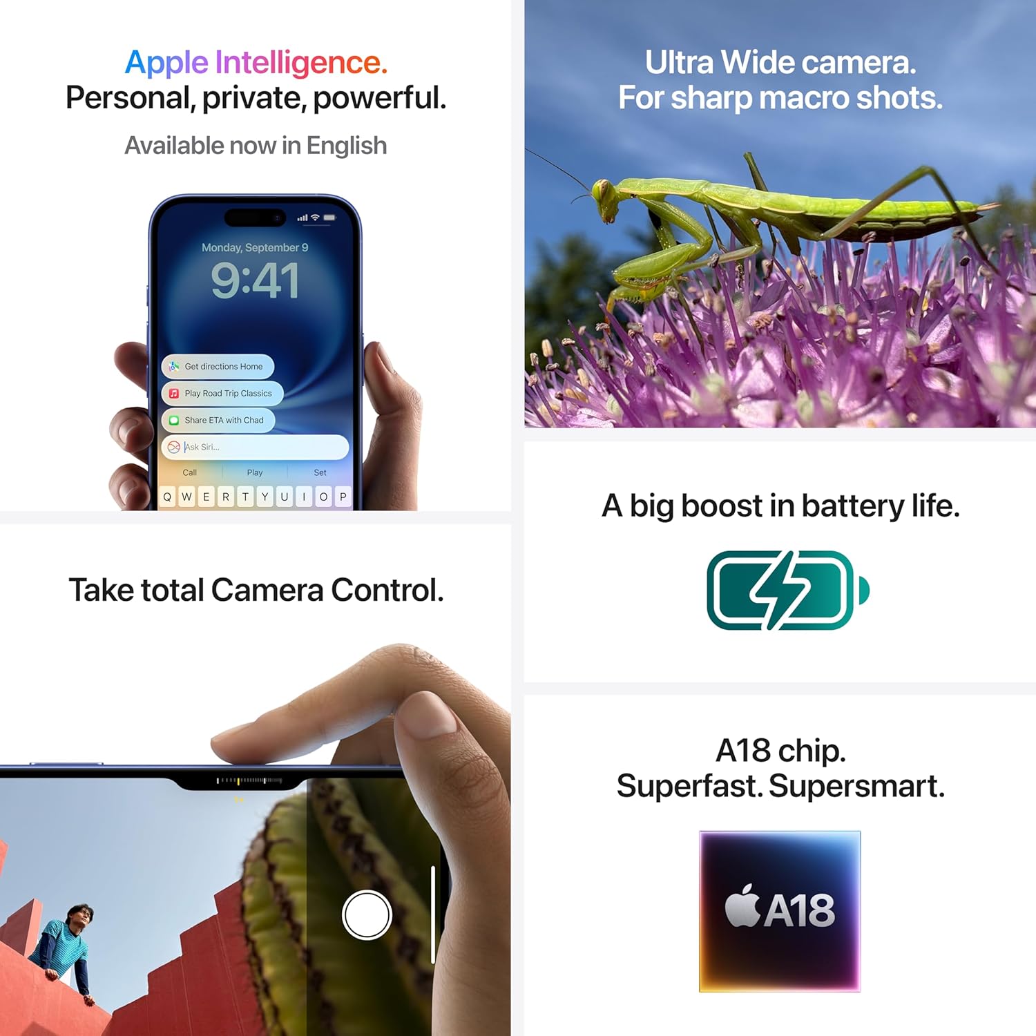 Phone 16 128 GB: 5G Mobile Phone with Camera Control, A18 Chip and a Big Boost in Battery Life. Works with AirPods; Ultramarine - Image 3